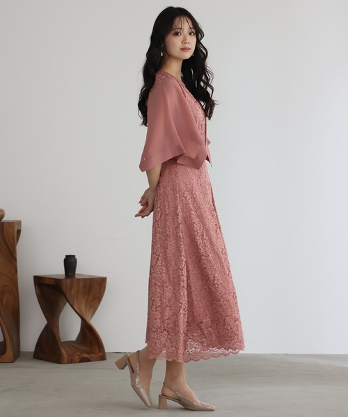「PourVous」 7分袖ワンピース M ピンク レディース_画像7