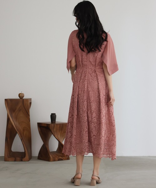 「PourVous」 7分袖ワンピース M ピンク レディース_画像8