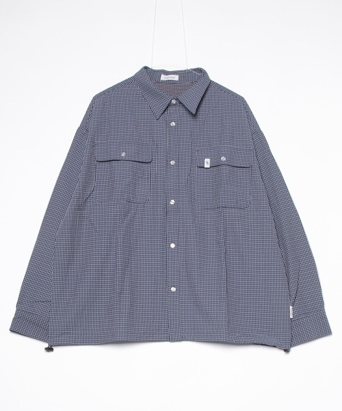 「BROKEN BASE」 長袖シャツ MEDIUM ネイビー メンズ_画像4