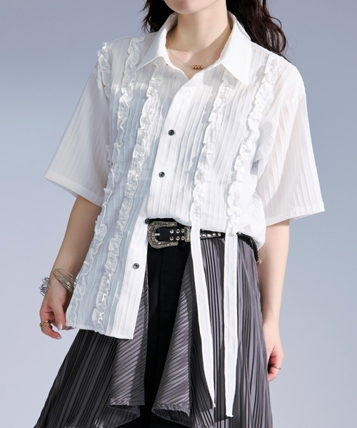 Ellno Loset（エルノロゼット） シャツ 半袖 ヨウリュウフリルコード