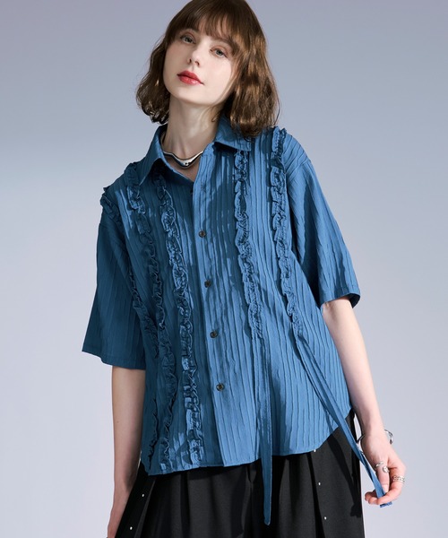 Ellno Loset（エルノロゼット） シャツ 半袖 ヨウリュウフリルコード