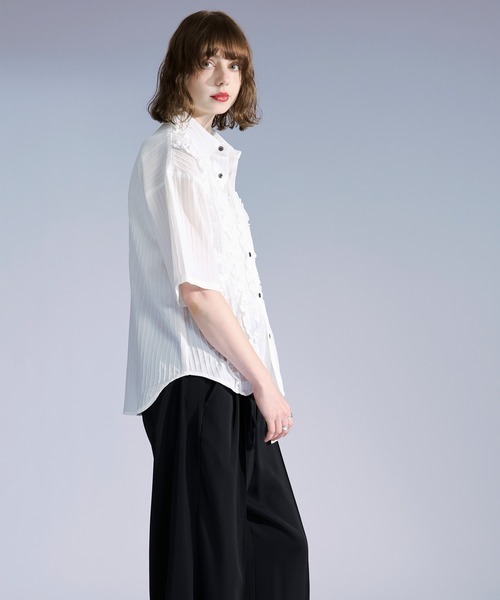 Ellno Loset（エルノロゼット） シャツ 半袖 ヨウリュウフリルコード