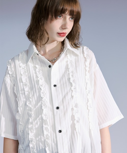 Ellno Loset（エルノロゼット） シャツ 半袖 ヨウリュウフリルコード