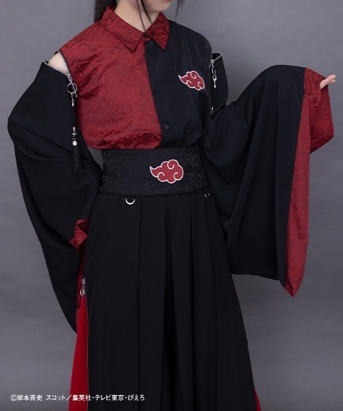 REZEN 暁 赤雲 長袖シャツ REZEN（リゼン） シャツ NARUTO／和袖シャツ メンズ : ZOZOTOWN