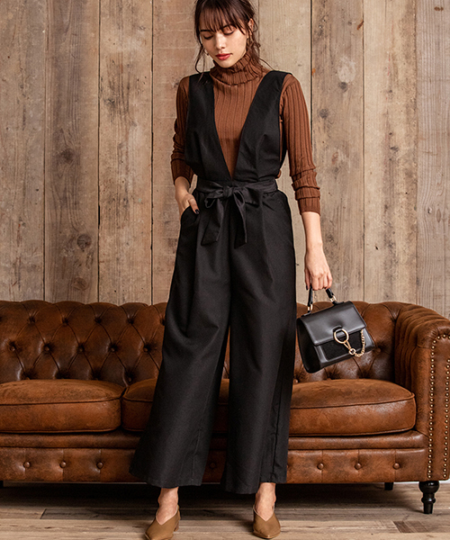 fifth（フィフス） オールインワン ウエストリボンVネックコンビネゾン  