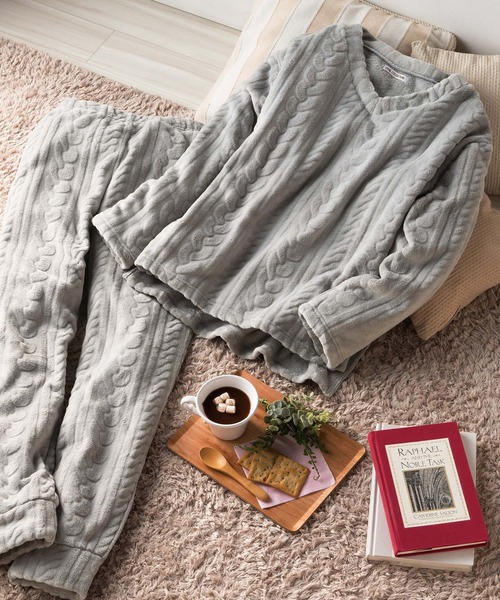 パジャマ ルームウェア 「温活上下セット」ケーブルニット風もこもこフリースルームウェアセット レディース | ブランド登録なし | 13