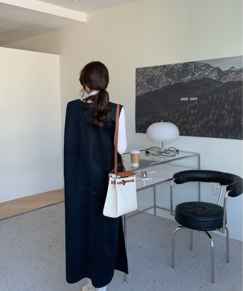 ワンピース 激安商品 ノースリーブミモレ丈スリットワンピース