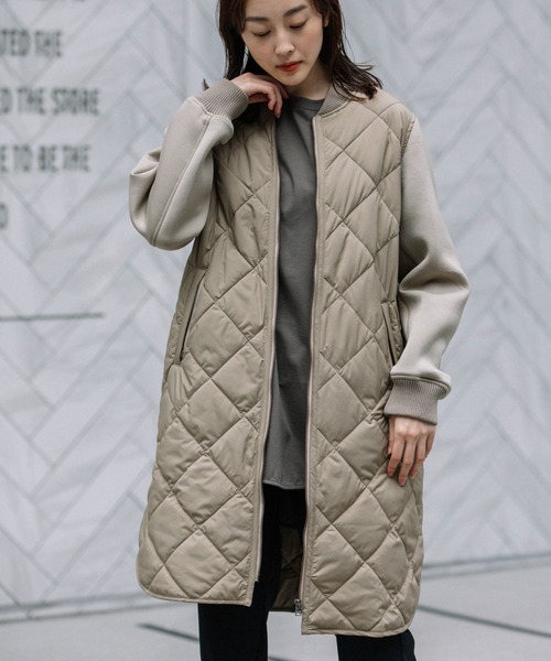 Munich（ミューニック） ノーカラーコート コート キルティングタフタ