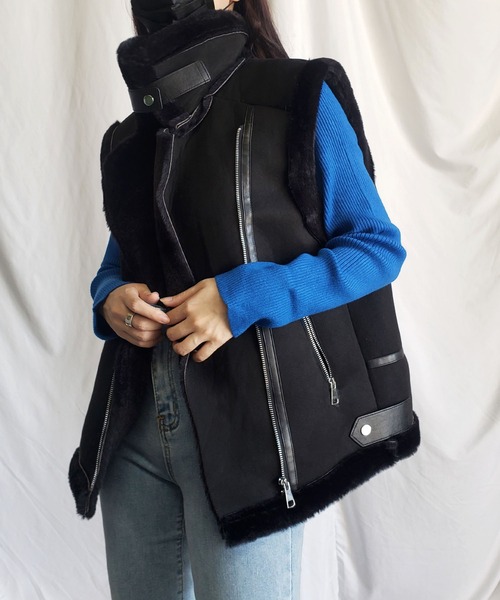 me+em select（ミームセレクト） ベスト B-3フェイクファーオーバー