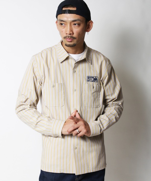 ROTAR シャツ Stripe Work Shirt メンズ : ZOZOTOWN Yahoo!店