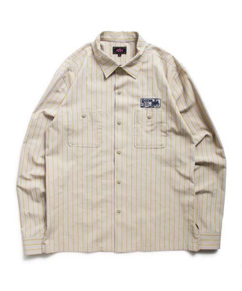 ROTAR シャツ Stripe Work Shirt メンズ : ZOZOTOWN Yahoo!店