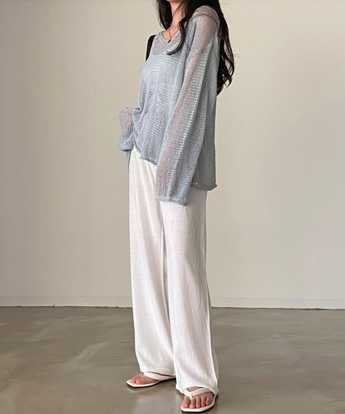 ニット セーター シースルーデザインニット レディース Dessin ニット セーター 「洗える」シースルーニット（XS〜L