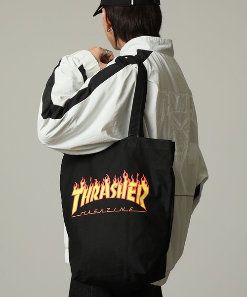 THRASHER フレイムロゴ トートバッグ ブラック thrasher197-new2.jpg