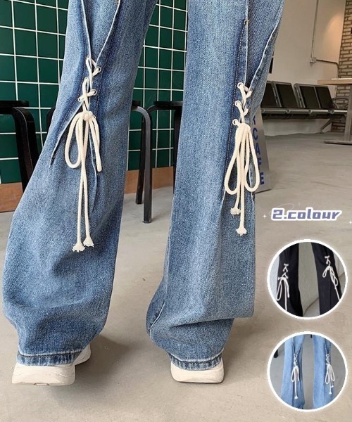 Achic（アシック） ジーンズ デニム デニムパンツ バックリボン フレア