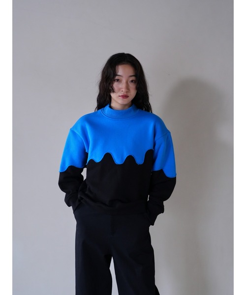 トレーナー スウェット 「ZOZO限定」ウェーブ　バイカラー　スウェット レディース Uenui トレーナー スウェット 「ZOZO限定」ウェーブ バイカラー