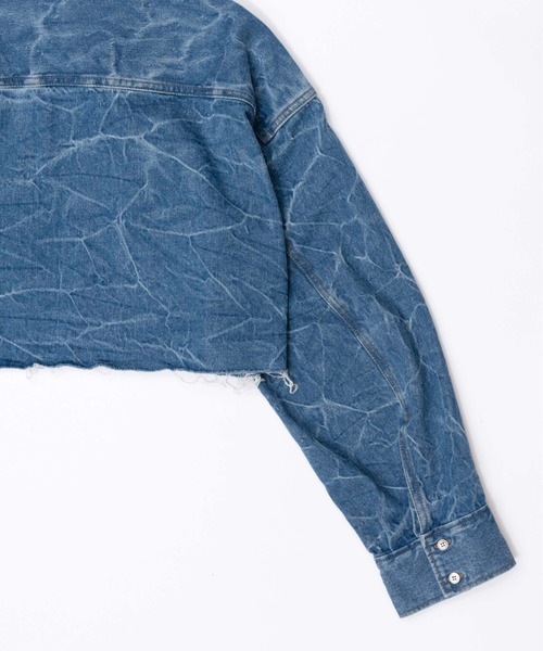 ブラウス シャツ Washer Denim Oversized Short Shirt/ワッシャーデニムオーバーショートシャツ「MAISON SPEC SALE】Washer Denim Oversized Short Shirt