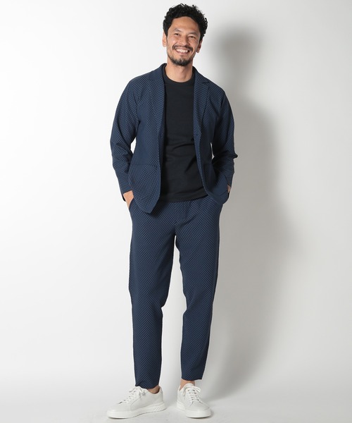 極美品/XLサイズ✨メンズビギ ニット テーラードジャケット ストレッチ 紺色 MEN'S BIGI（メンズビギ） ジャケット テーラードジャケット
