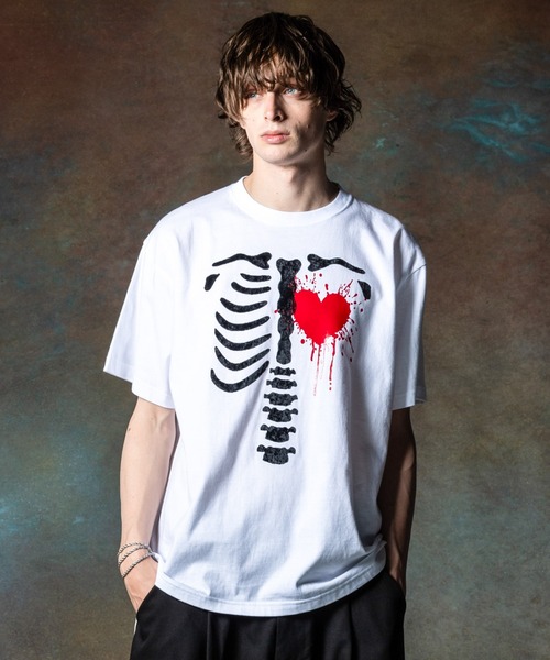 スケルトンデザインTシャツ glamb（グラム） tシャツ Velour Skeleton T-Shirt / ベロアスケルトン