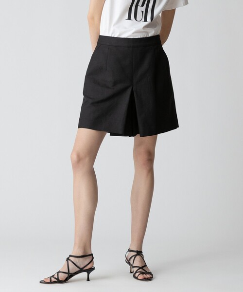 【タグ付き】allureville リネン混シャークスキンショートパンツ セットアップ対応可能】リネンコンシャークスキンショートパンツ