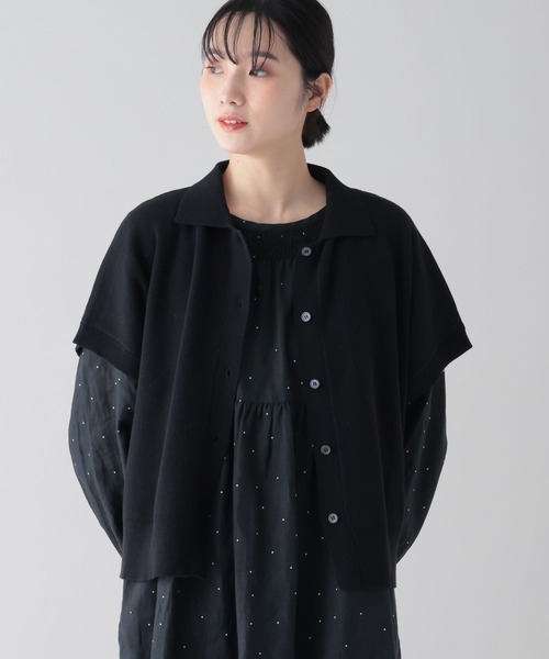 ベスト ジレ 「natural by clip/bulbul」12ゲージドライコットン襟付きベスト レディース