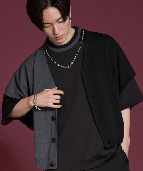 NO ID. ベスト ジレ レイヤードニットベスト メンズ : ZOZOTOWN
