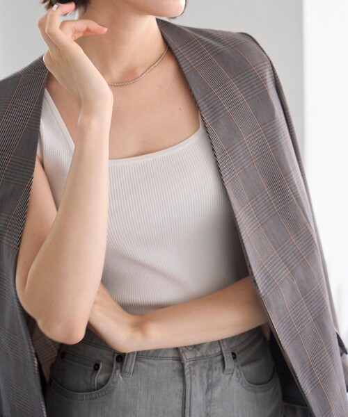 タンクトップ ノースリーブ 「接触冷感/UVケア/抗菌防臭」スゴ機能 リブタンクトップ レディース UNFILO タンクトップ ノースリーブ 「接触冷感/UVケア/抗菌防臭