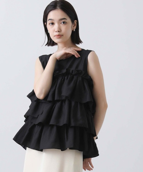 極上美品 yori ランダムティアードタフタブラウス 定価2万 極上美品 