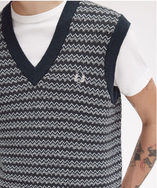 FRED PERRY Vネックベスト XL ネイビーフレッドペリーゆったり