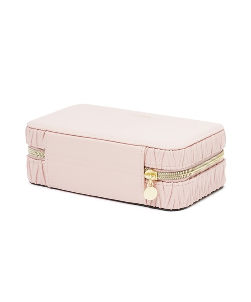 Francfranc ピンク ジュエリーボックス ミラー付き エンボス ミニトラベル ジュエリーボックス ピンク | Francfranc