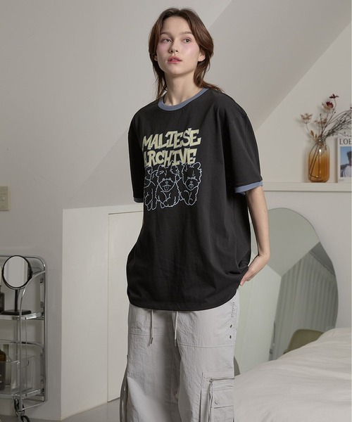 tシャツ 「UNISEX」Wai Kei／マルチーズクルーラインT レディース メンズ WaiKei tシャツ 「UNISEX」Wai Kei／マルチーズリンガーT
