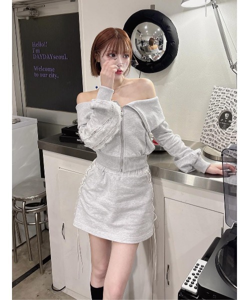 Darich スカート レースアップスウェットミニスカート : ZOZOTOWN