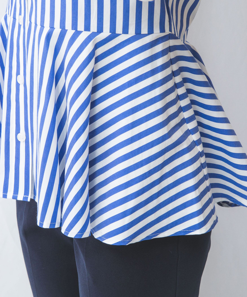 ナラカミーチェ（NARACAMICIE）/【NARACAMICIE】ストライプペプラム長袖シャツ NARACAMICIE（ナラカミーチェ） ブラウス シャツ 「NARACAMICIE