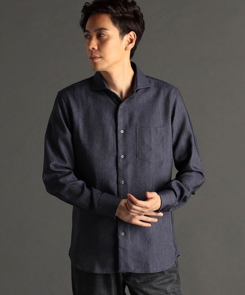 ムッシュニコル] ドビーサッカー カッタウェイカラーシャツ MONSIEUR