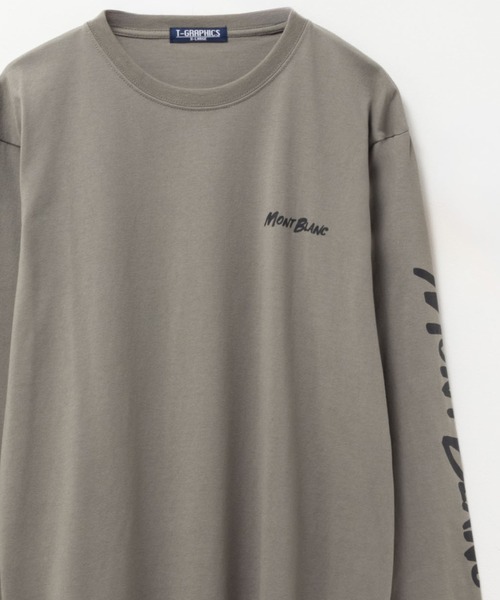 黒のグラフィックプリント長袖Tシャツ tシャツ T-GRAPHICS 袖ロゴプリント長袖Tシャツ メンズ