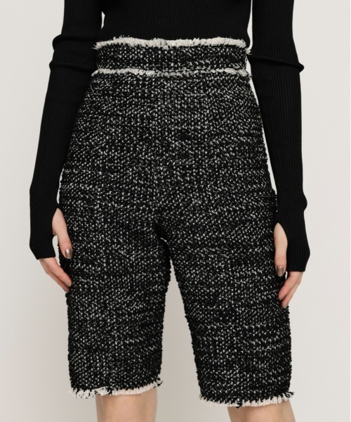 SLY（スライ） スラックス パンツ CUT OFF TWEED HALF PT カット オフ