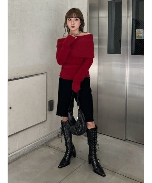 SLY（スライ） スラックス パンツ CUT OFF TWEED HALF PT カット オフ