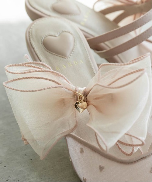 RANDA パンプス 「HEART COLLECTION」シフォンリボンハート