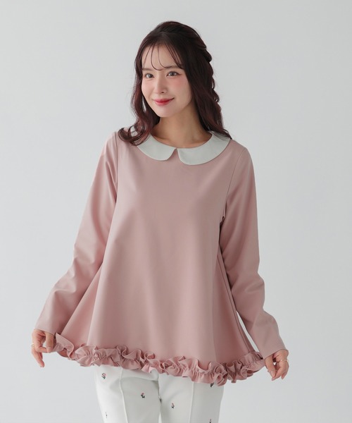 Fit more（フィットモア） ブラウス シャツ Aライン裾フリルラウンド