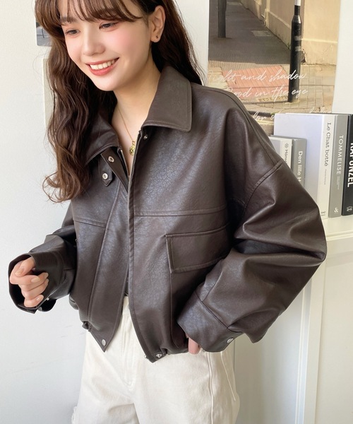 「moment+」 ジップアップブルゾン M ブラック レディース_画像3