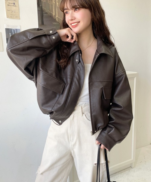 「moment+」 ジップアップブルゾン M ブラック レディース_画像4