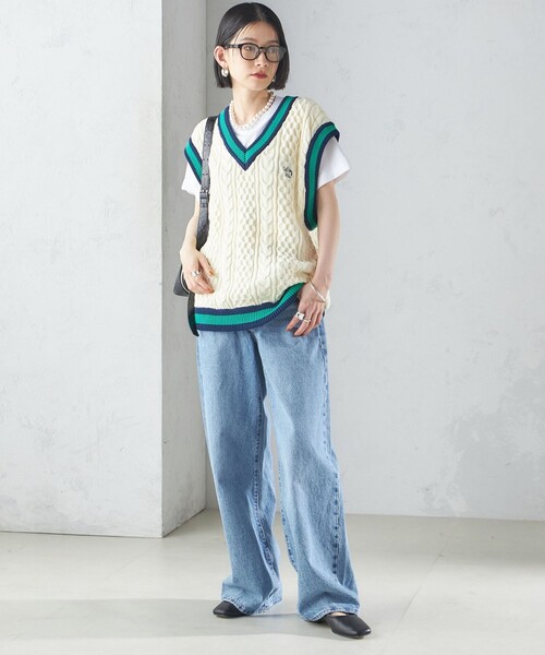 ベスト ジレ 「SHIPS別注」LOGAN KNITTING MILLS: チルデン Vネック ベスト レディース LOGAN knitting mills ベスト ジレ 「SHIPS別注」LOGAN KNITTING