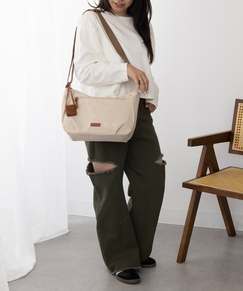 ブラウン ショルダーバッグ ストライプ内装 vc-small-flap-