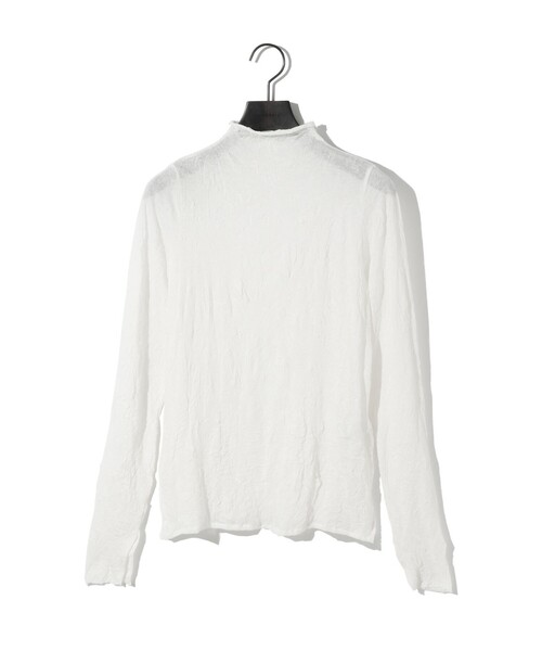 シルク ハイネック 長袖 インナー Tシャツ 女性用 白 L 7049L