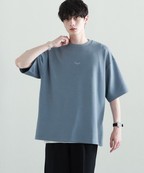 RAGEBLUE tシャツ サイドジップスリット/オーバーサイズプチ刺繍