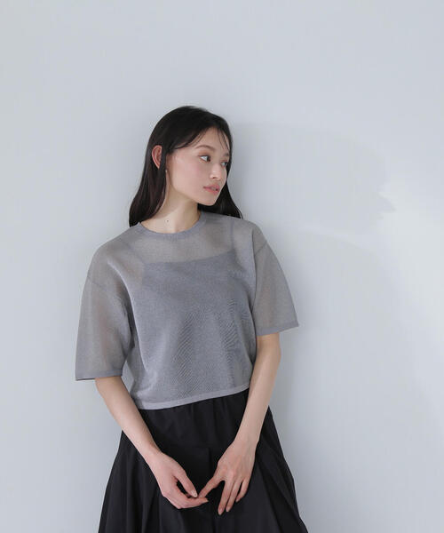 NATURAL BEAUTY BASIC ニット セーター クロップドシアーニットT
