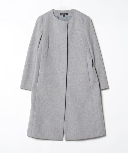 INDIVI（インディヴィ） ノーカラーコート 38 グレー レディース