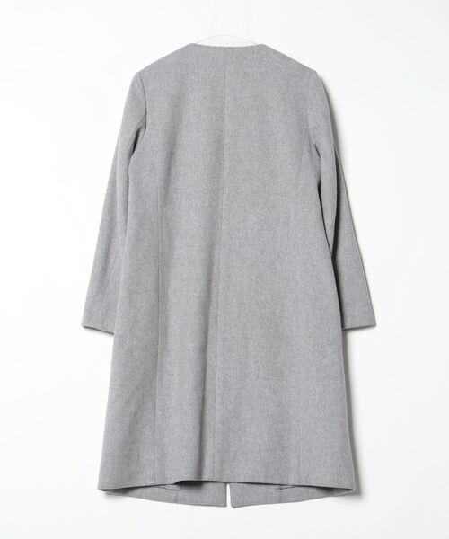 「INDIVI」 ノーカラーコート 38 グレー レディース_画像2