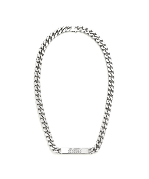 ギフトにも★関税込【MM6】MM6 Minimal Logo チェーンネックレス MM6 ネックレス MINIMAL LOGO ID TAG CURB NECKLACE レディース