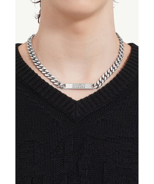 ギフトにも★関税込【MM6】MM6 Minimal Logo チェーンネックレス MM6 ネックレス MINIMAL LOGO ID TAG CURB NECKLACE レディース