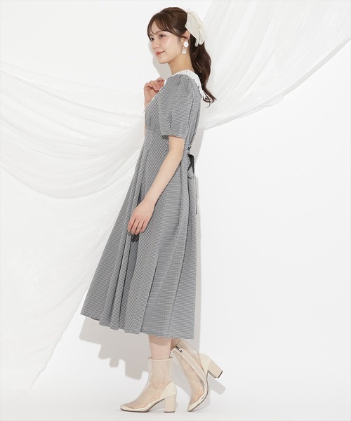 WILLSELECTION ワンピース タックウエストレース襟ワンピース